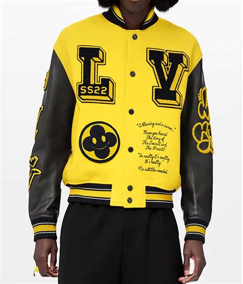 louis vuitton black mens varsity letterman jacket|Louis Vuitton varsity jacket yellow.